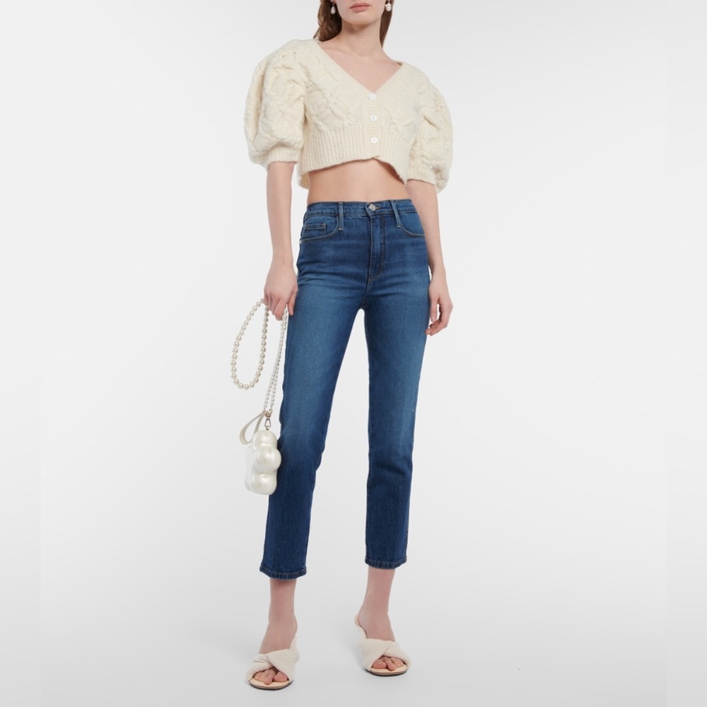Frame Women’s 25 Le Sylvie Crop Jeans Denim High-Rise Straight Leg Jeans